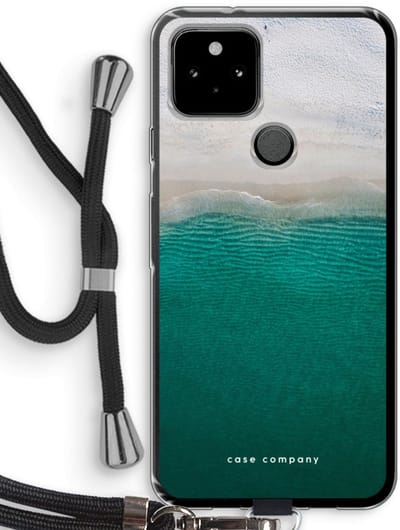 Case Company® - Hoesje met koord geschikt voor Google Pixel 5 hoesje met Koord - Stranded - Telefoonhoesje met Zwart Koord - Bescherming aan alle Kanten en Over de Schermrand