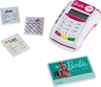 Klein Toys Barbie betaalterminal - 11,1x6,7x4,2 cm - incl. creditcardgleuf met geluid en functie om contactloos te betalen - multicolor