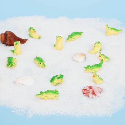 Dailygoods- Krokodil Miniatuur Figuren - 16 Stuks Hars Krokodillen - Schattige Alligator Beeldjes - Decoratie Tuin/Huis - Speelse Accessoires - Miniatuurfiguren