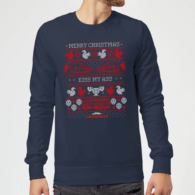National Lampoon Merry Christmas Knit Christmas Jumper - Navy - S