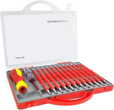 Schroevendraaierset 14 delig met Spannings tester en Gereedschapskoffer - Geïsoleerd Elektrisch Gereedschap voor Thuis en Professioneel Gebruik