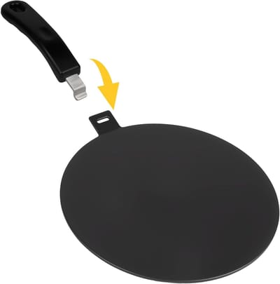 Verwarmingsplaat voor inductiekookplaten met afneembare geïsoleerde handgreep, 24 cm, inductieadapter van SS430 en Alu1050, zwart gespoten, geschikt voor koken en bakken