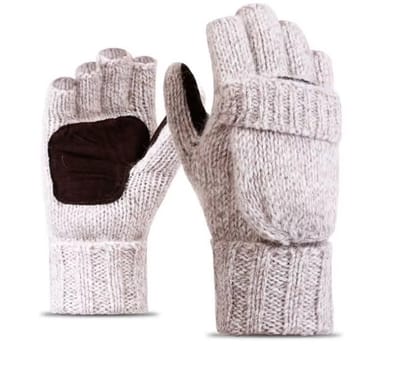 Unisex Gebreide Vingerloze Handschoenen met Omslag – Warme Winter Handschoenen Heren van Wol | Dikke Halve Vinger Flip Wanten, Touchscreen, Thermo Handschoenen voor Fietsen & Buiten