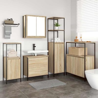vidaXL - Badkamermeubel - Set - 5 - st - Beige - 36 - x - 35 - x - 165 - cm - Bewerkt - hout
