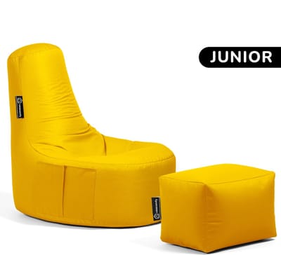 Casacomfy Gamer Junior - Zitzak met Voetbankje - Kinderen - Waterbestendig - Binnen & Buiten - Geel