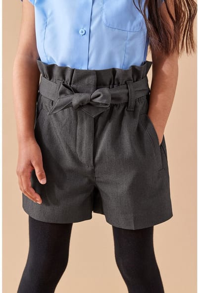 Next - Meisjes - Schoolshorts met geplooide taille - Grijs