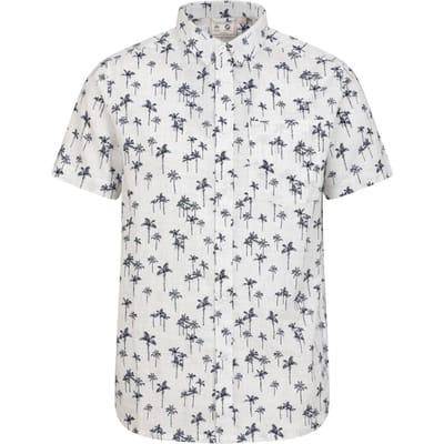 Mountain Warehouse Heren Preston Illustratie Palmboom Shirt (Gebroken wit)