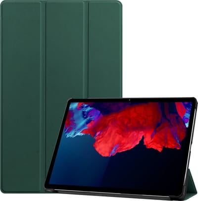 Hoesje Geschikt voor Lenovo Tab P11 Plus - Dun & Stevig - Trifold Bookcase - Hard Cover - Hardcover Book Case - Tablet Hoes - Donkergroen