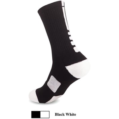 Basketbalsokken voor Heren en Dames voor Fietsen, Hardlopen, Kamperen, Buitensporten Sokken, Lange Verdikte Pads, Hiel en Teen US 6.5-10  EU 38-44 black