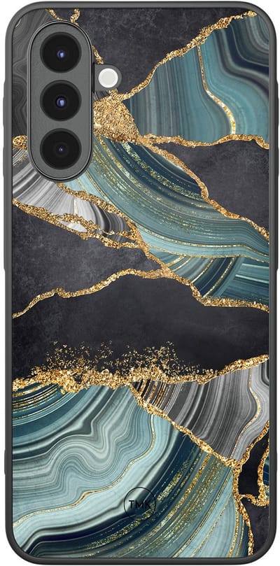 Hoesje geschikt voor Samsung Galaxy A17 - Golden palms - Multi - TPU case - Marmer - Hardcase zwart telefoonhoesje