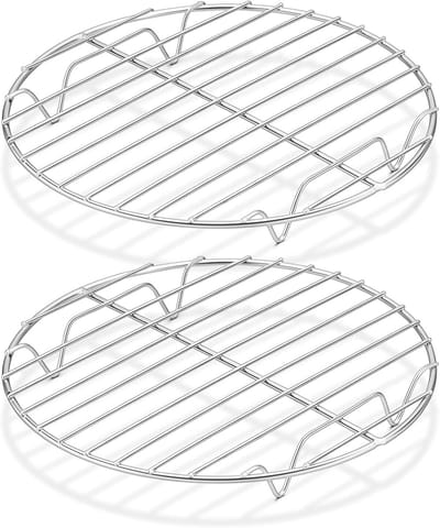 Dailygoods- Taartrooster Rond - Afkoelrooster - 2 Stuks - Roestvrij Staal - Ø 23 cm - Voor Koelen/Bakken/Koken - Koelrek