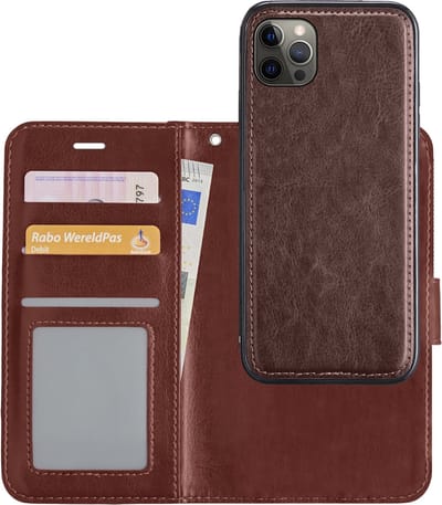 Hoesje - 2 in 1 - Geschikt voor Apple iPhone 13 Pro - Met Uitneembare Hard Cover - Bookcase - Wallet Case - Met Pasjeshouder - Book Case - Uitneembaar - Pashouder - Kunstleer - Telefoonhoesjes - Bruin