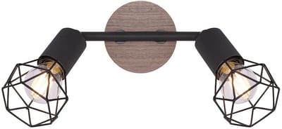 Plafondspot Plafondlamp zwart Woonkamerlamp Wood spot strip 2-lichts verstelbaar, metaal mat, 2x E14, LxBxH 22x10x18 cm
