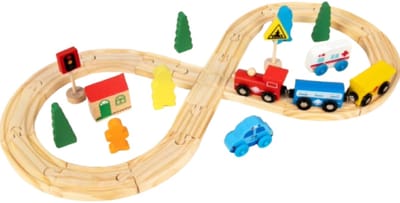DMG Supply Houten Treinset - Treinbaan met Rails - 33-delig - Trein en Auto Accessoires - Verkeersborden - Vanaf 3 Jaar