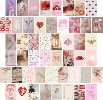 50 Delige Roze Esthetische Kamerdecoratie Collage Set