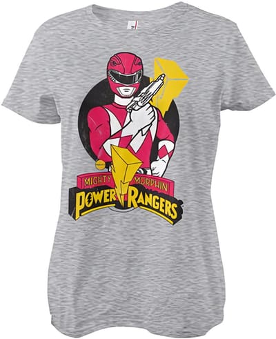 Power Rangers Dames-T-shirt met Red Ranger-pose in meisjesachtige stijl