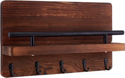 Sleutelrekje Hout - Donker Bruin - 30 x 18 cm - Sleutelhouder - Sleutelkast - Sleutelhouder - Sleutelrekje Modern - Sleutelkast - Sleutelorganizer