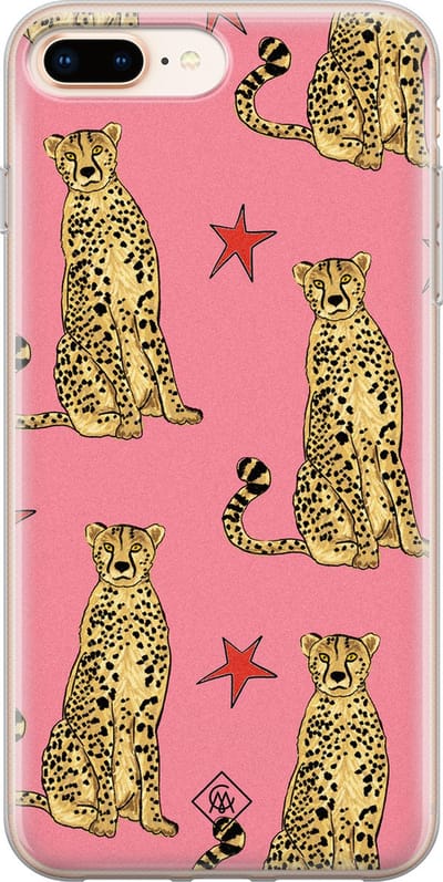Casimoda® hoesje - Geschikt voor iPhone 8 Plus - The Pink Leopard - Siliconen/TPU telefoonhoesje - Backcover - Luipaardprint - Roze