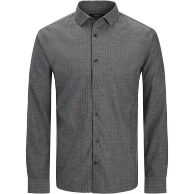 Jack & Jones Overhemd Jprblaparker Melange L/s Shirt Bf S 12287496 Black Mannen Maat - S