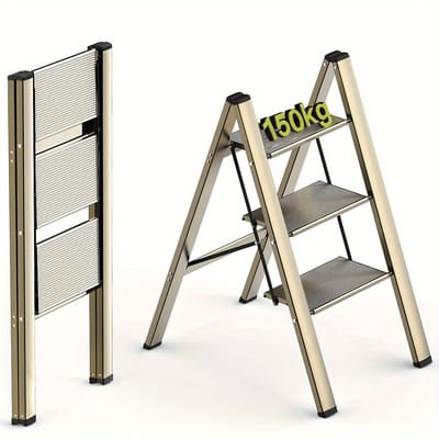 Huishoudtrap 3 Treden - Inklapbare Trapladder - Keukentrap - Trapkruk - Antislip - Brede Treden - Lichtgewicht - Voor Binnen - 150 kg - 1 Stuk