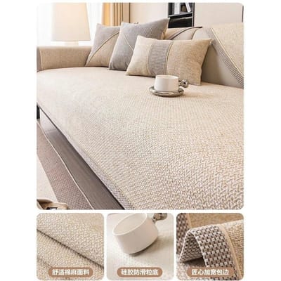 Geweven katoenen en linnen bankkussen voor alle seizoenen Universele antislip bankhoeshoes Nieuwe rugleuninghoes Stoffen handdoek 70x70cm