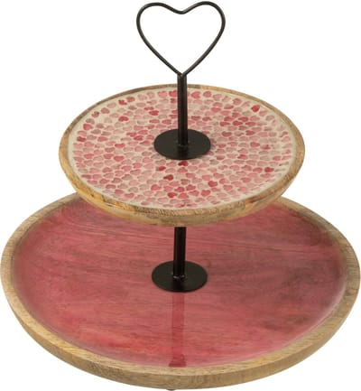 J-Line cake bord 2 bladen - mango hout - roze