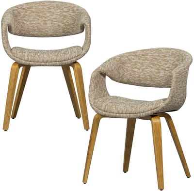 WOOOD Yossi Eetkamerstoelen Met Houten Naturel Poot - Zand - Set van 2