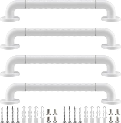 Allecta - Set van 4 witte grijprails van 40 cm voor handdoekhouder, roestvrijstalen grijprek voor gehandicapten, gewonden of postoperatieve patiënten