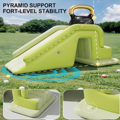 Opblaasbare Glijbaan - Zwembad Accessoire - Waterpret Buiten - Antislip Veiligheid - 41 cm Breed - Groen