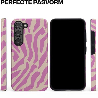Casetastic hoesje geschikt voor Samsung Galaxy S23 - Dubbellaagse bescherming - Zebra Roze Magenta Flow - Fashion Case - Lila Zand