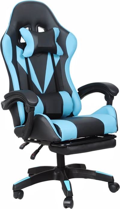 Bayt Gamestoel - Gaming chair - Gamingstoel - Comfort gamer stoel - Zwart en Lichtblauw