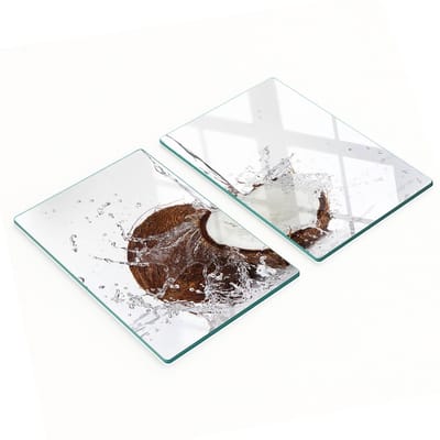 Decoratieve snijplanken van gehard glas, kokosnootkleur, 2x40x52 cm