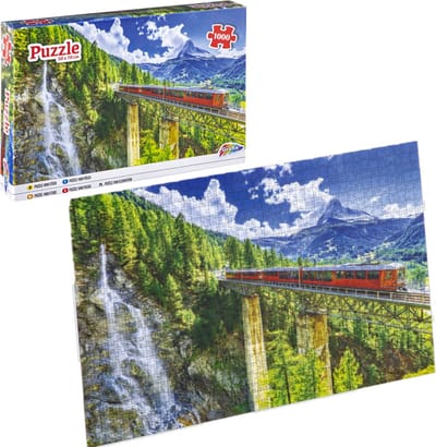 Grafix Puzzel 1000 stukjes volwassenen | Thema Trein in de bergen | Afmeting 50 X 70 CM | Legpuzzel