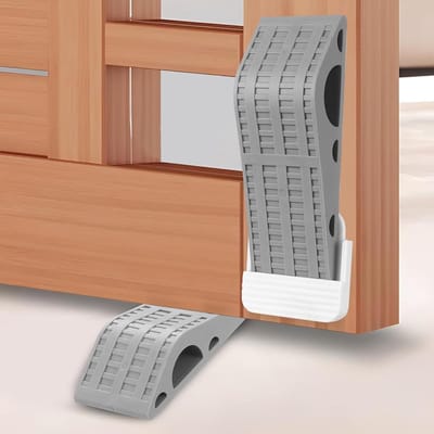 Deurstopper Set - Deurblokker Wedge - Vloer Beschermen - Flexibel Hoogtebereik - 12.5 x 4 x 2.6 cm - Grijs