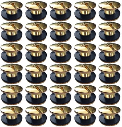 Dailygoods - Chicago boekschroeven, 30 stuks, roestvrij staal, M5 x 4 mm, Chicago schroeven, boekbinderschroeven, klinknagels voor leer, tassen, boeken, halsbanden, rugzakken, hondenriem (goud)