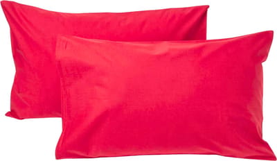 Homescapes Kinder Kussensloop 40x60 cm – Set van 2 – Uni Rood – Egyptisch Katoen – OEKO-TEX®