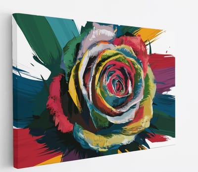 Saammp Canvas Schilderij - Kleurrijke Roos Abstract Kunst - Natuur - 45x30 - Foto op canvas - Wanddecoratie - Muurdecoratie Woonkamer - Kantoor Decoratie