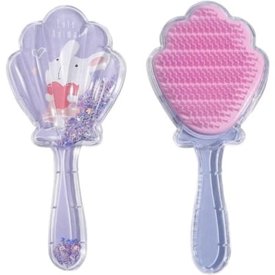 Zeemeermin Ontwarborstel Ontwarrende Haarkam Schelp Glitter Kam Haarborstel Massage Hoofdhuid Ontwarborstel voor Droog Nat Haar Kind Meisje pink
