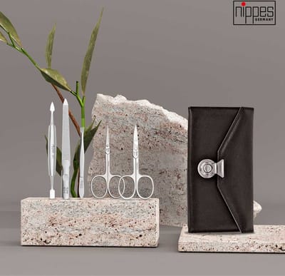 Nippes Solingen Manicure set 5-delig - RVS – LOCKS - Zwart Leren Etui - Handgemaakt - 25 Jaar Garantie