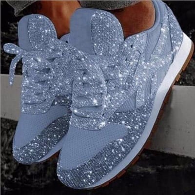 Dames Pailletten Glitter Sneakers ,Casual Veterschoenen ,Glitterend ,Platte En Casual Schoenen Voor Dames Sneakers Shose Dames 39 hemelsblauwe kleur