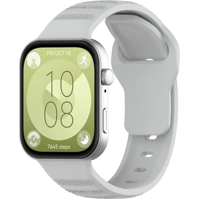 Strap-it Outdoor siliconen bandje met druksluiting - geschikt voor Huawei Watch Fit 3 / Watch Fit 4 / Watch Fit 4 Pro / Watch Fit 5 / Watch Fit 5 Pro / Watch Fit 4 / Watch Fit 4 Pro / Watch Fit 5 / Watch Fit 5 Pro (grijs)