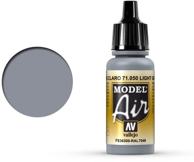 Vallejo Hobbyverf Acrylverf - 71050 Model Air Light Grey FS36300 RAL7001 - Acryl - 17ml Verf flesje - 17 ml