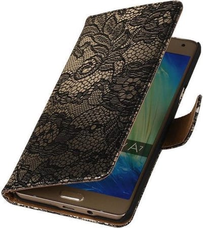 Zwart Lace Booktype Samsung Galaxy A7 2015 Wallet Cover Hoesje