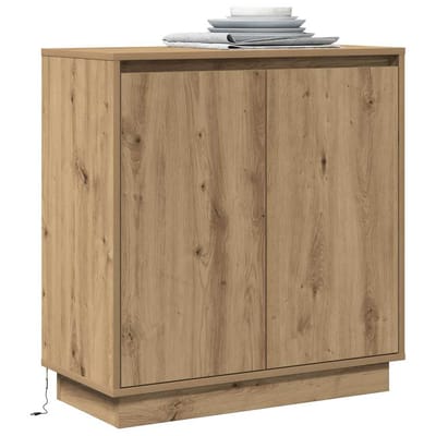 vidaXL - LED - Dressoir - Artisanaal - eiken - 71 - x - 34,5 - x - 75 - cm - Bewerkt - hout