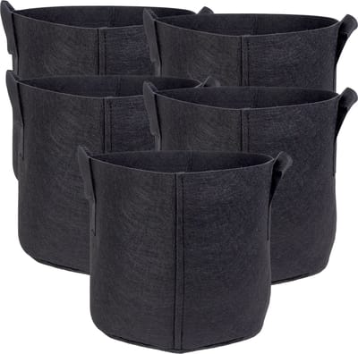 Intirilife 5x fleece plantzak in 20 liter - 5 gallon - 30 x 25 cm - Plantenbak van fleece met draaghengsels voor tuin, kas en nog veel meer. - Plantenbak plantzak
