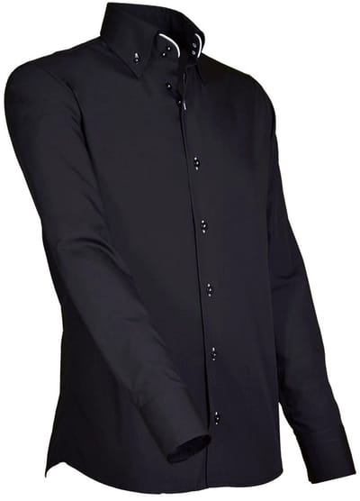 Giovanni Capraro 914-10 Heren Shirt Overhemd | Maat L | Zwart