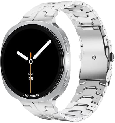 Stravo titanium bandje 'Iron' geschikt voor Samsung Galaxy Watch 9 (40/44mm) / Watch 8 (40/44mm) / 8 Classic (46mm) – Zilver – premium metalen schakelband met inkortset – stijlvolle en duurzame horlogeband voor smartwatch