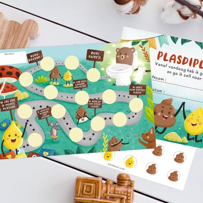Beloningssysteem Zindelijkheid - Plaskaart Plasstickers - Zindelijkheidstraining Kind - Compleet Systeem Inclusief Diploma - A5 Formaat - Multicolor