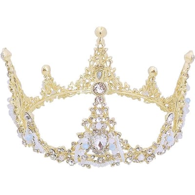 Kroon Tiara Kinderprinses Verjaardag Haaraccessoires Haarband Kinderen Schattige Ronde Kroon Catwalk Koreaanse Versie voor Vrouwen beige