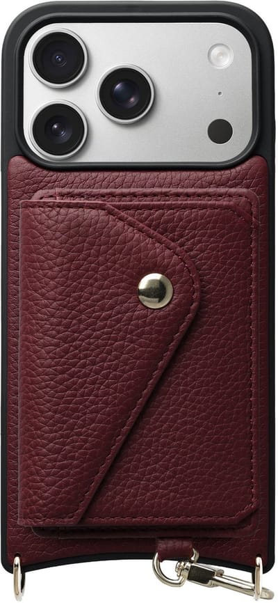 AVY Leren Hoesje Geschikt voor Apple iPhone 17 Pro | Met Magnetische Kaarthouder | Compatibel met MagSafe | Leather Case met Wallet | Burgundy